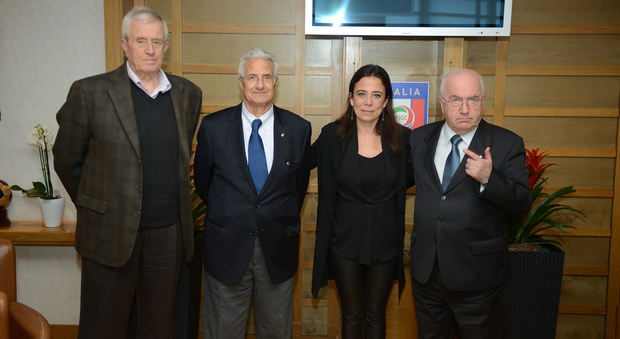 Da destra verso sinistra: Carlo Tavecchio, Rosella Sensi, Nino Cosentino e Melchiorre Zarelli