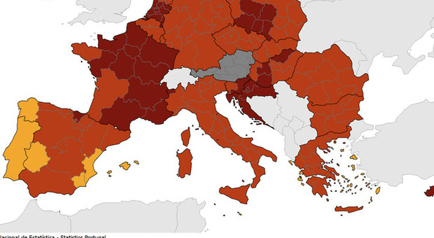 Covid, la mappa europea dell'Ecdc: quasi tutta Italia in rosso, solo la Val d'Aosta in rosso scuro