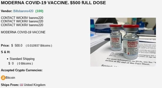Vaccini Covid in vendita sulla darknet: 500 dollari per una dose Astrazeneca, quello cinese a 750 dollari