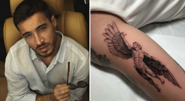 Antonino Spinalbese si tatua Icaro su un braccio: un monito contro l'incoscienza dopo la lite con Belen?