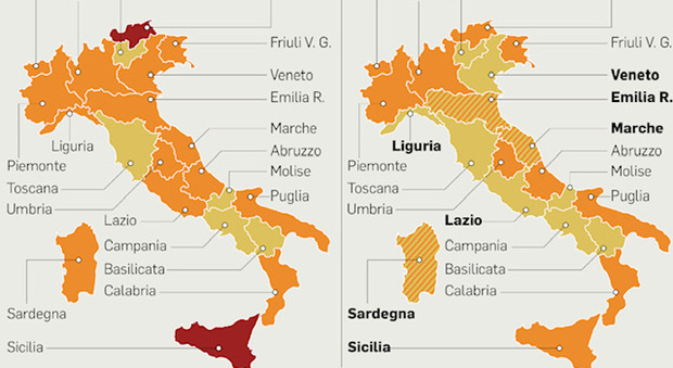 Italia senza zona rossa e da domenica Lazio in zona gialla