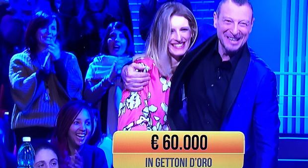 Sara ha vinto 60mila euro da Amadeus L’ingegnere edile di Ancona esulta in tv