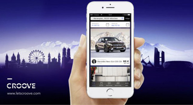 Una schermata della App di Croove, il car sharing privato di Mercedes