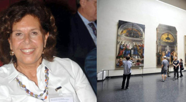 Paola Marini e una sala delle Gallerie dell'Accademia a Venezia
