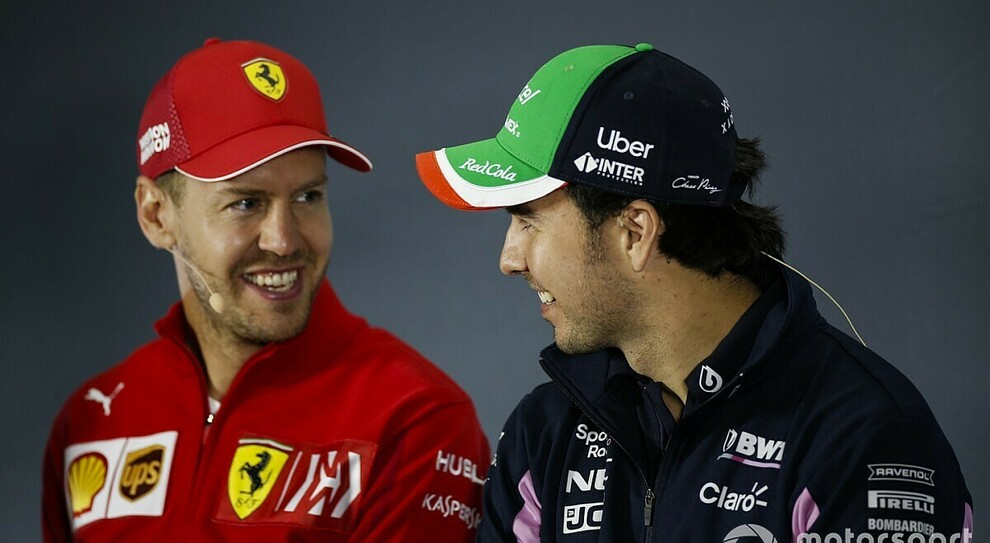 Nella foto, Vettel e Perez, attuale pilota Racing Point a cui soffierà il posto