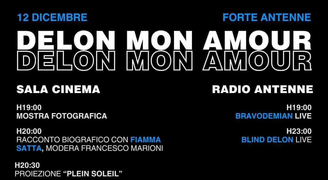 La serata omaggio per l’attore scomparso a Forte Antenne giovedì 12 dicembre: Delon Mon Amour