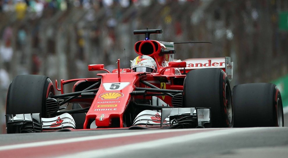La Ferrari SF70H di Sebastian Vettel a San Paolo