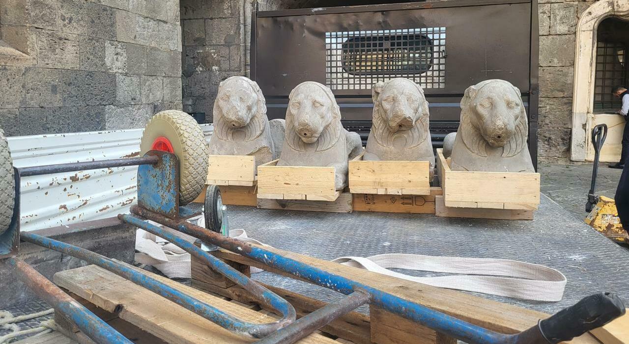 Napoli, la «Fontana degli Incanti» ritrova i leoni dimenticati al Maschio Angioino