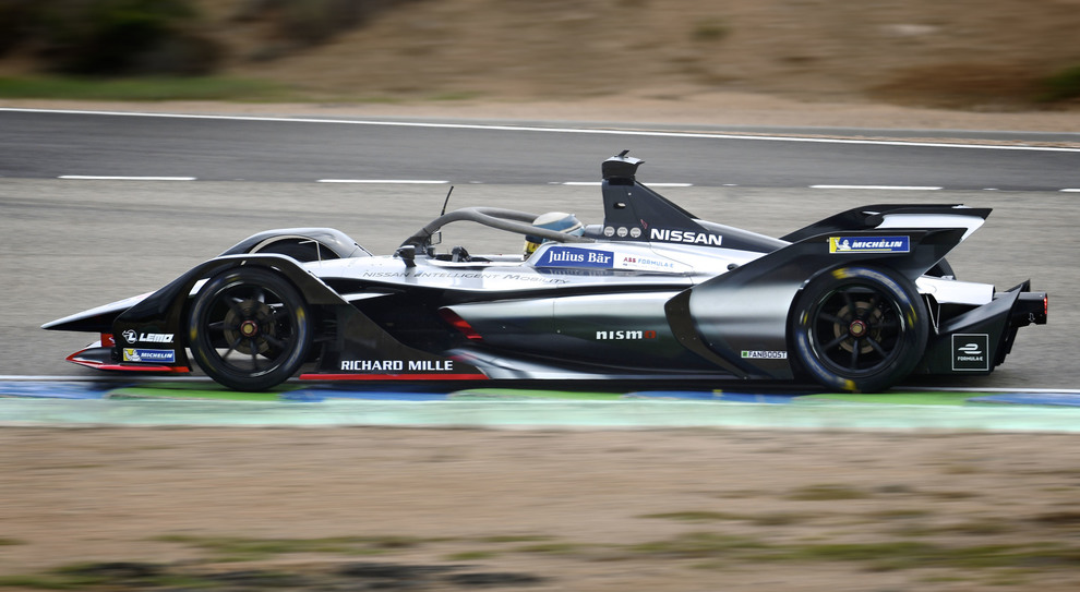 La Nissan di Formula E durante un test