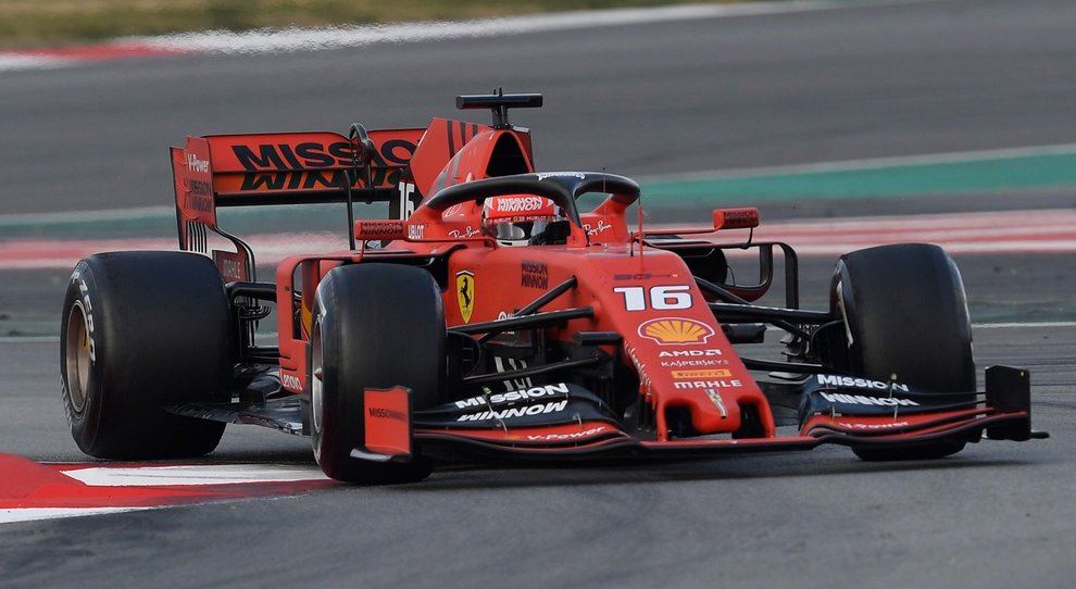 La Ferrari di Charles Leclerc durante i test