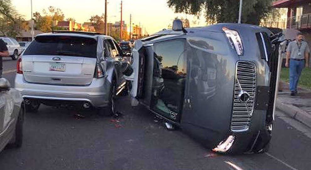 L'immagine dell'incidente del marzo scorso dell'auto a guida autonoma di Uber