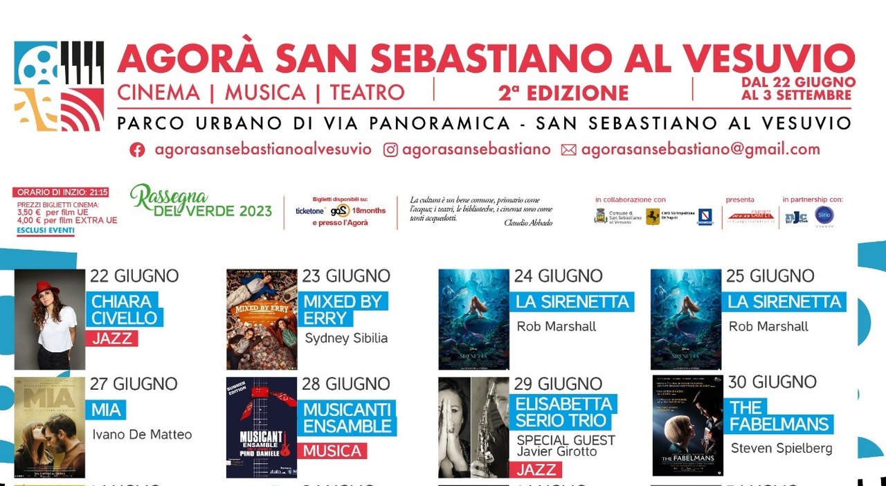 Agorà San Sebastiano al Vesuvio: un'estate di film, musica e teatro da Pino  Daniele a Spielberg