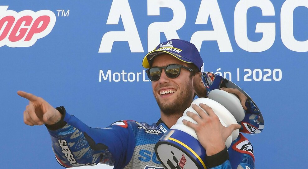 Lo spagnolo Alex Rins in sella alla Suzuki ha vinto il motogp di Aragon