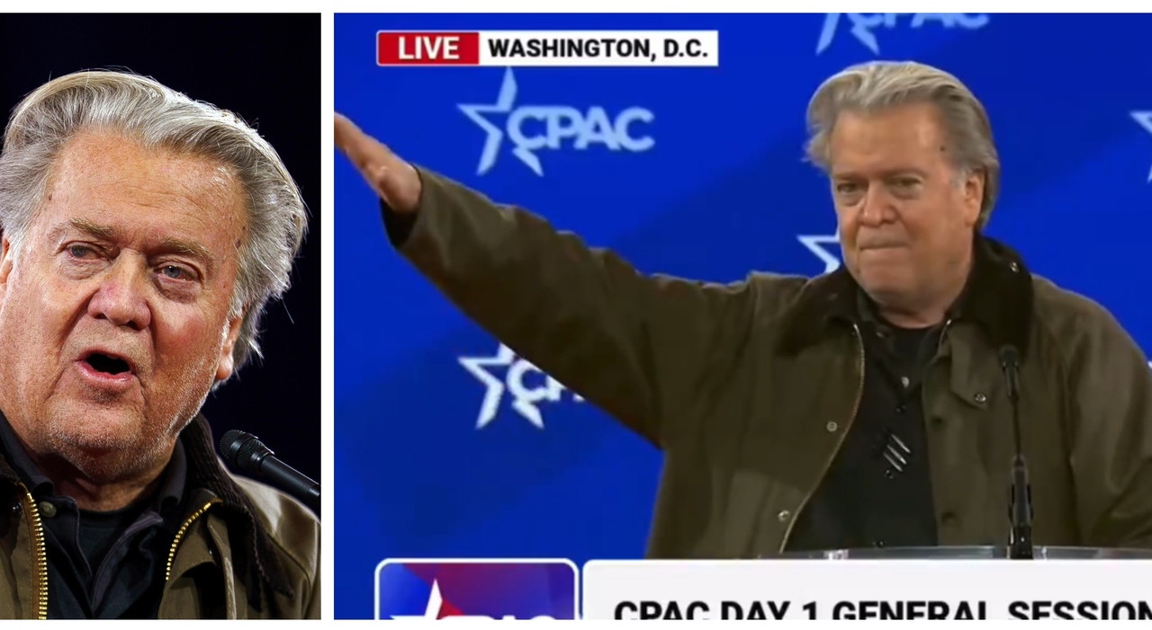 Steve Bannon, bufera per il braccio teso alla convention di destra. Bardella annulla il discorso a Washington: «Gesto nazista»