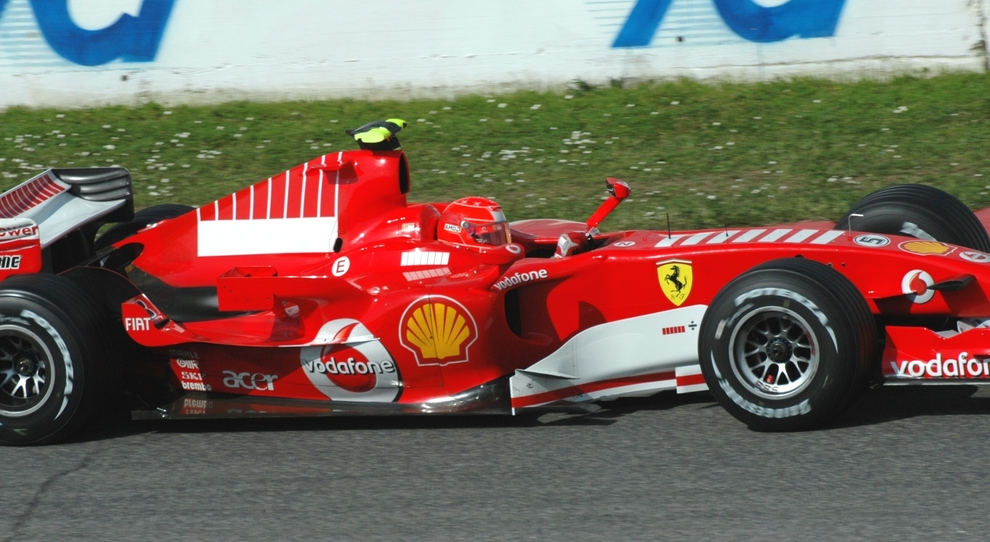 Michael Schumacher in prova con la Ferrari a Vallelunga