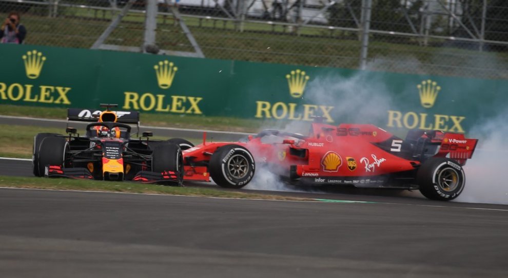 Il tamponamento di Vettel a Verstappen