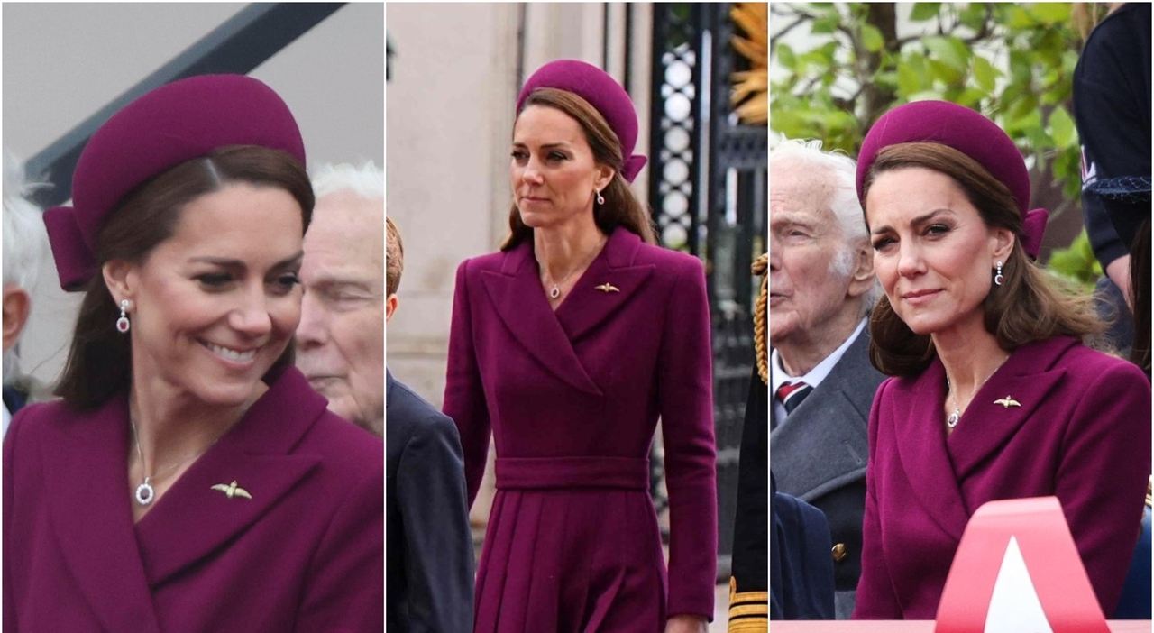 Magenta Coat, Tambourine Hat, Raf Pin