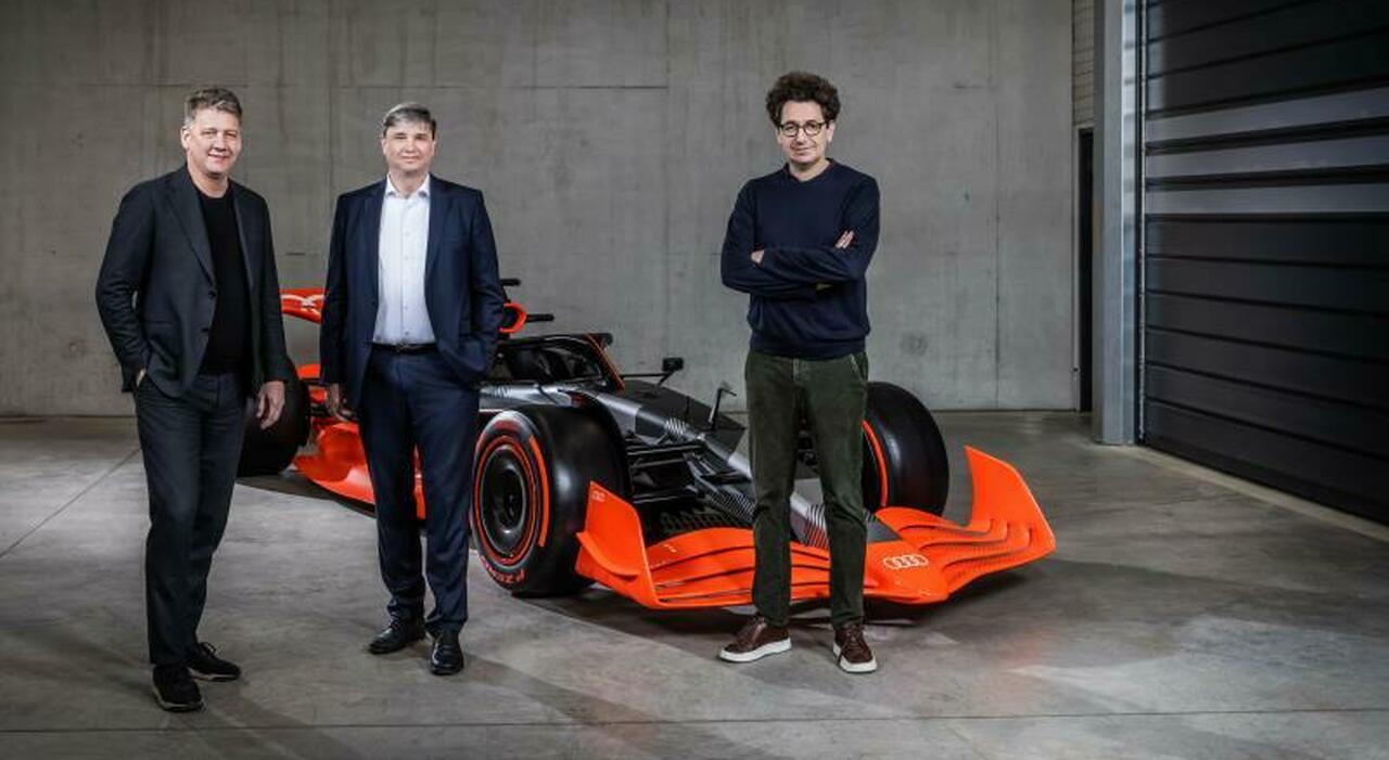 Da sinistra Gernot Döllner CEO of AUDI, Christian Foyer Chief Operating Officer e Mattia Binotto responsabile progetto Audi F1,