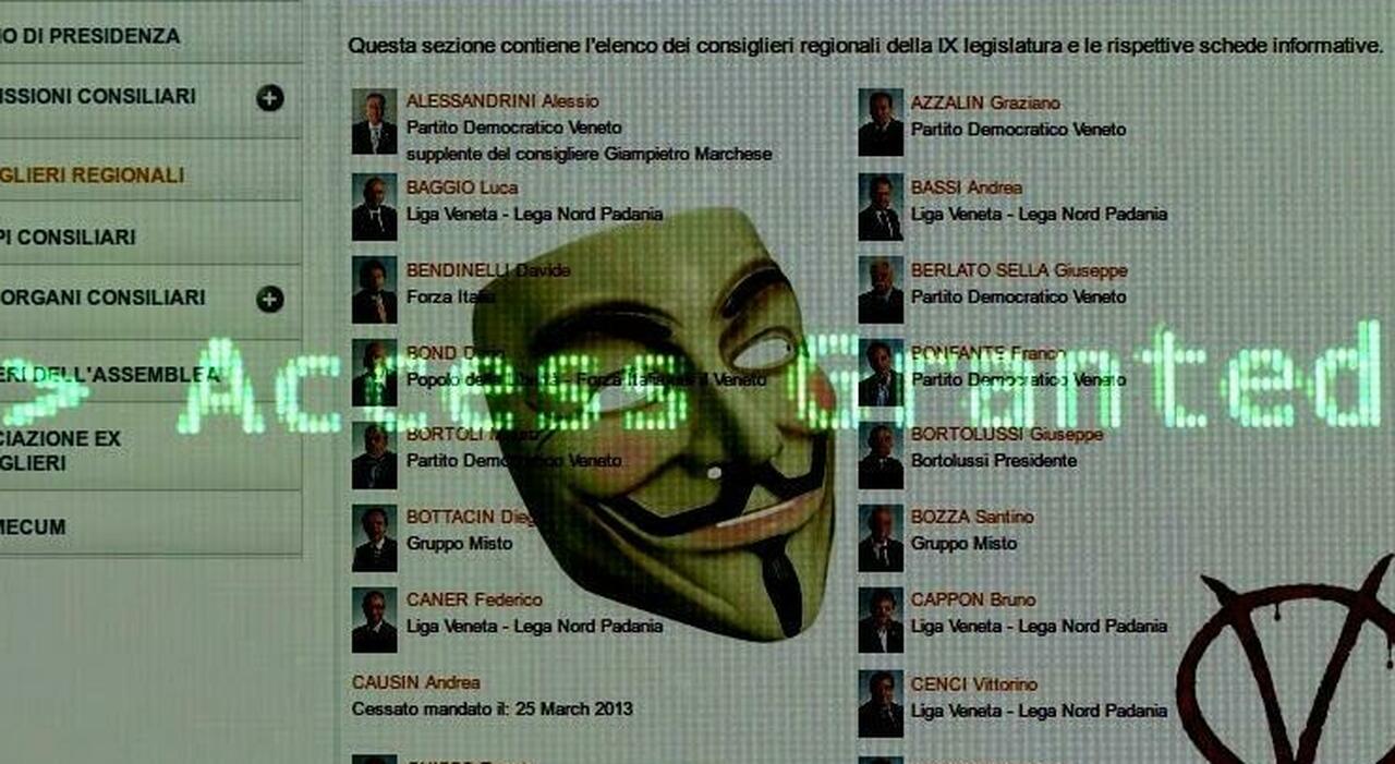 Hacker «no Mose» contro la Regione. Il pm: a processo gli Anonymous Hacker «no Mose» contro la Regione. Il pm: a processo gli Anonymous