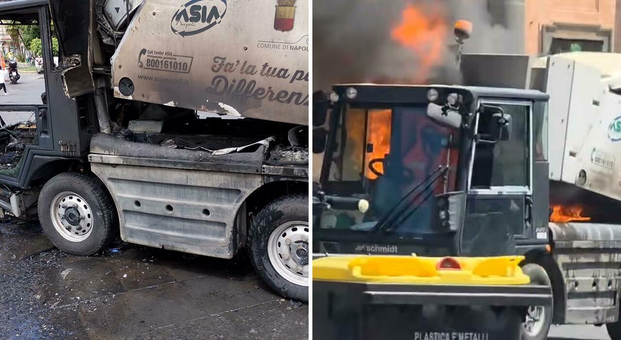 napoli veicolo dell asia prende fuoco a piazza dante paura e fumo nero