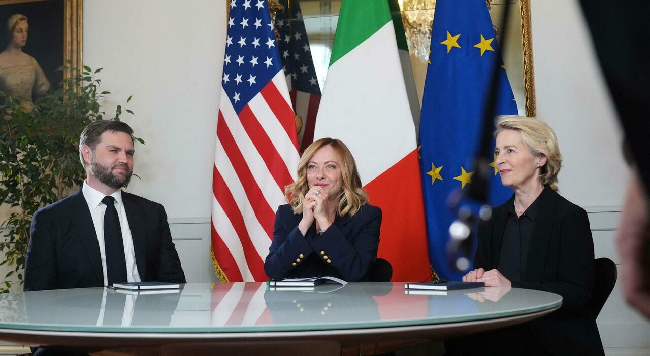 Vance: «Meloni ponte tra Usa e Ue, Trump felice di accettare». Von der Leyen: «Uniti per buon accordo per tutti» Vance: «Meloni ponte tra Usa e Ue, Trump felice di accettare». Von der Leyen: «Uniti per buon accordo per tutti»