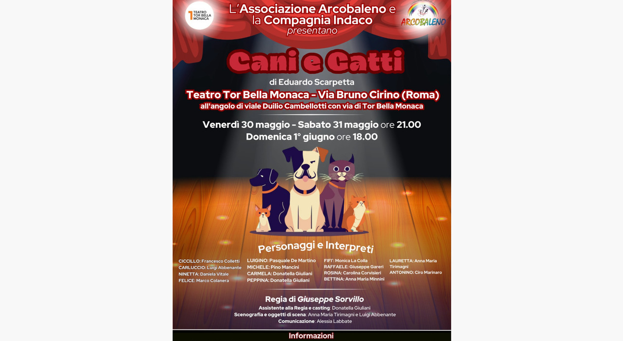 Scopri gli spettacoli imperdibili al Teatro Tor Bella Monaca dal 26 maggio al 1 giugno