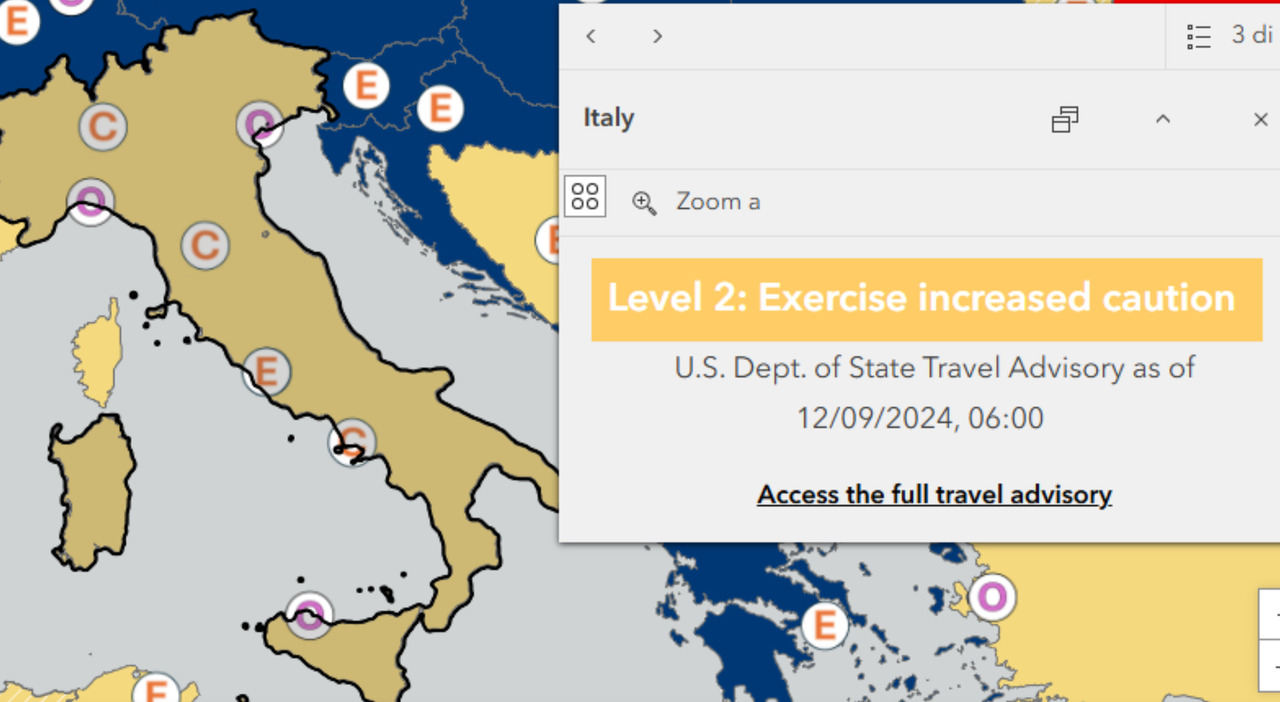 Travel advisory Usa, le raccomandazioni ai turisti in Italia: «Evitare aeroporti e ristoranti affollati». Centro a rischio "rapimenti", Napoli "criminalità"