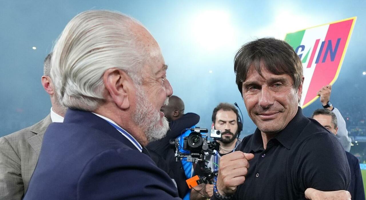 Futuro Conte a Napoli, De Laurentiis: «Avanti tutta, più forti di prima». Antonio: «Era giusto rivedersi» Futuro Conte a Napoli, De Laurentiis: «Avanti tutta, più forti di prima». Antonio: «Era giusto rivedersi»