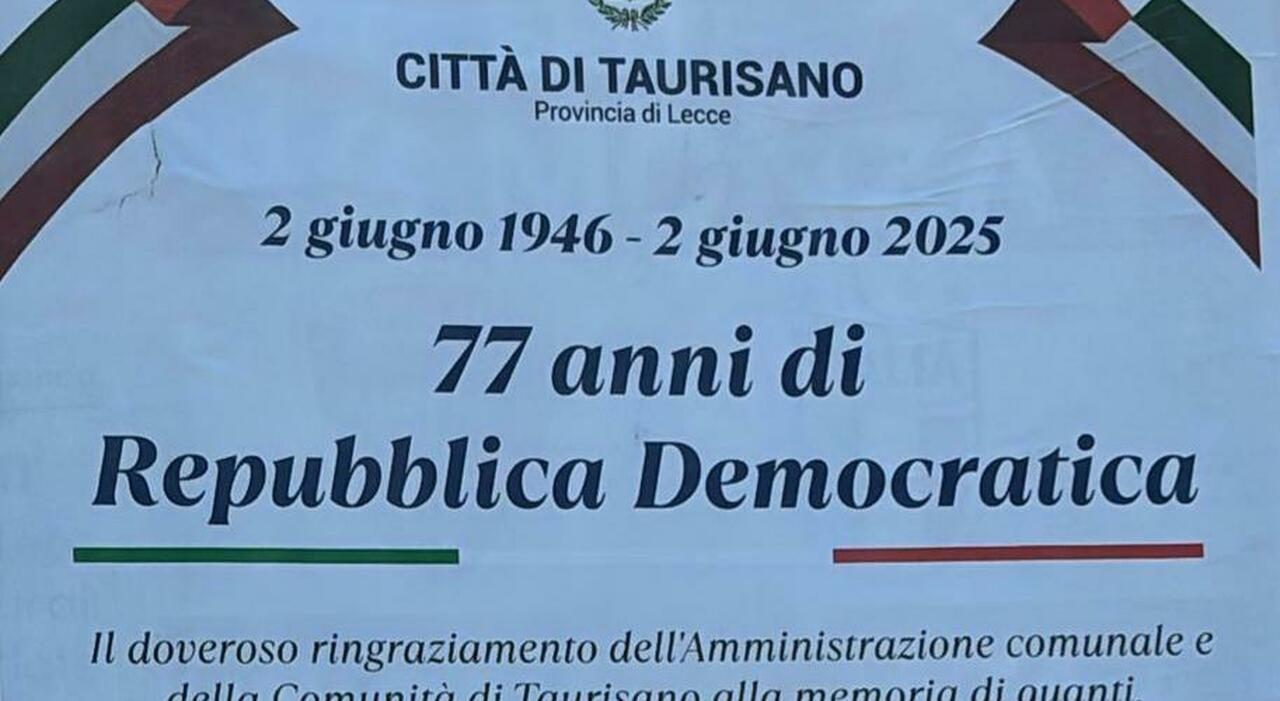 Salento, «77 anni di Repubblica democratica», ma oggi la Repubblica ne compie 79: la gaffe sui manifesti Salento, «77 anni di Repubblica democratica», ma oggi la Repubblica ne compie 79: la gaffe sui manifesti