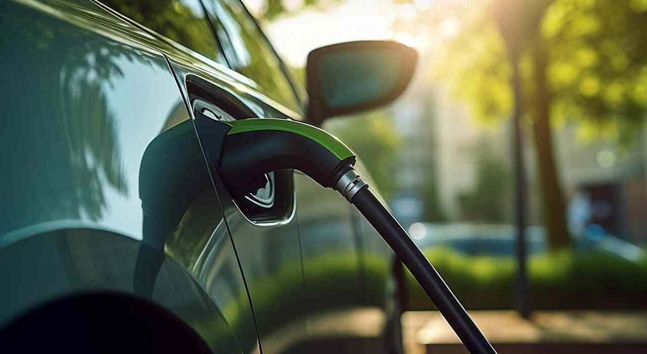 Un'auto elettrica in ricarica