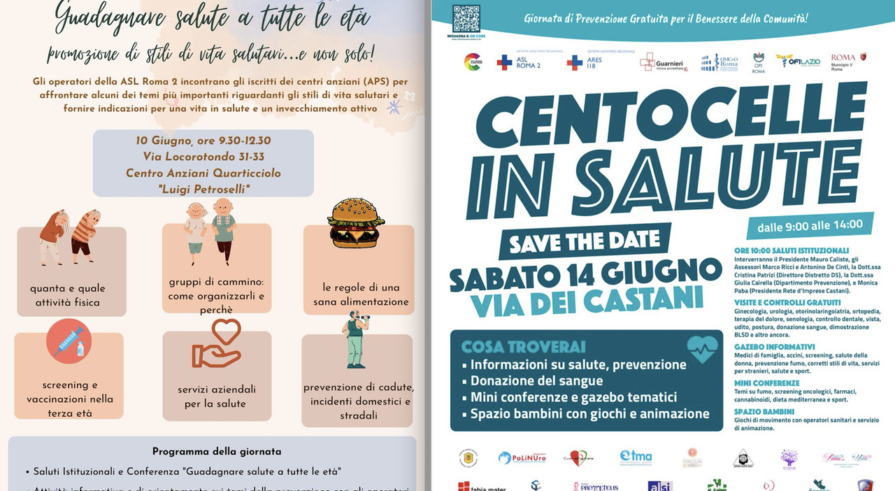 Roma, Centocelle e Quarticciolo in salute, due appuntamenti per uno stile di vita migliore