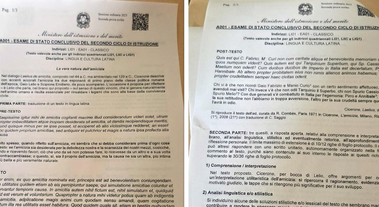 Maturità 2025, tutte le tracce della seconda prova: Cicerone al classico, funzione allo scientifico. Fake news, IA e Battiato Maturità 2025, tutte le tracce della seconda prova: Cicerone al classico, funzione allo scientifico. Fake news, IA e Battiato