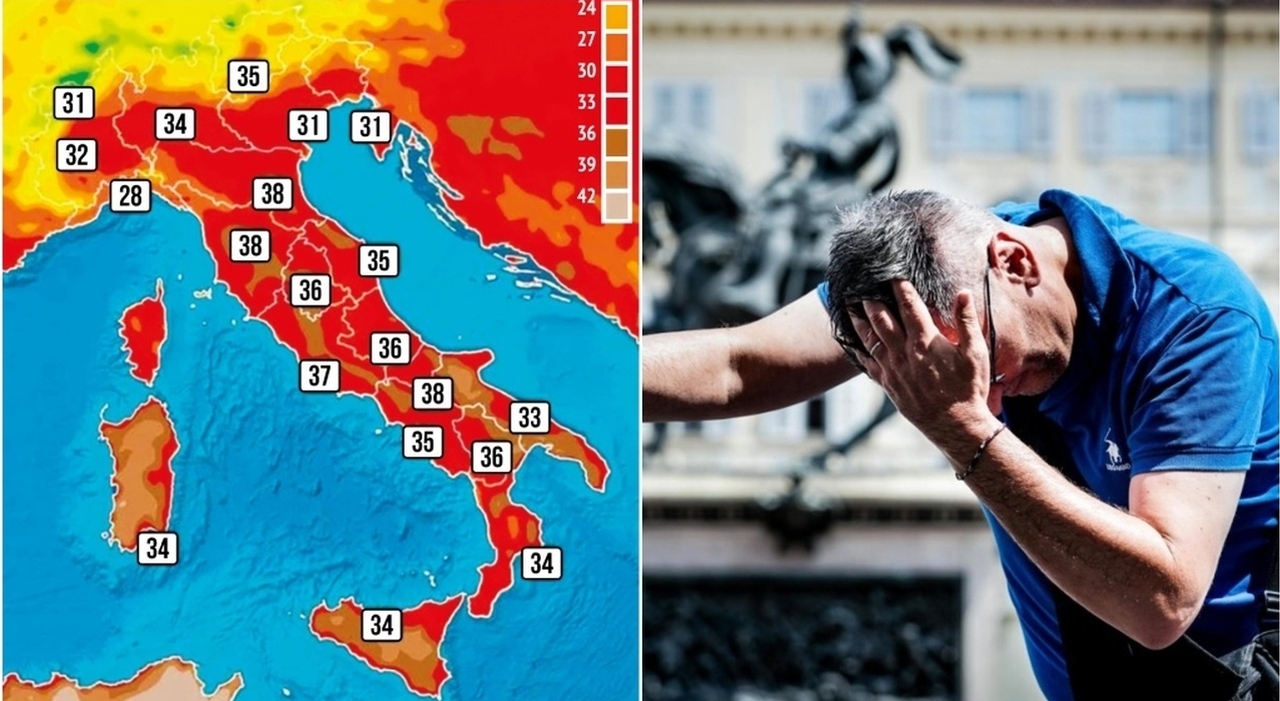 Caldo, venerdì di fuoco: bollino rosso in 13 città da Roma a Milano e picchi di 40° all Caldo, venerdì di fuoco: bollino rosso in 13 città da Roma a Milano e picchi di 40° all