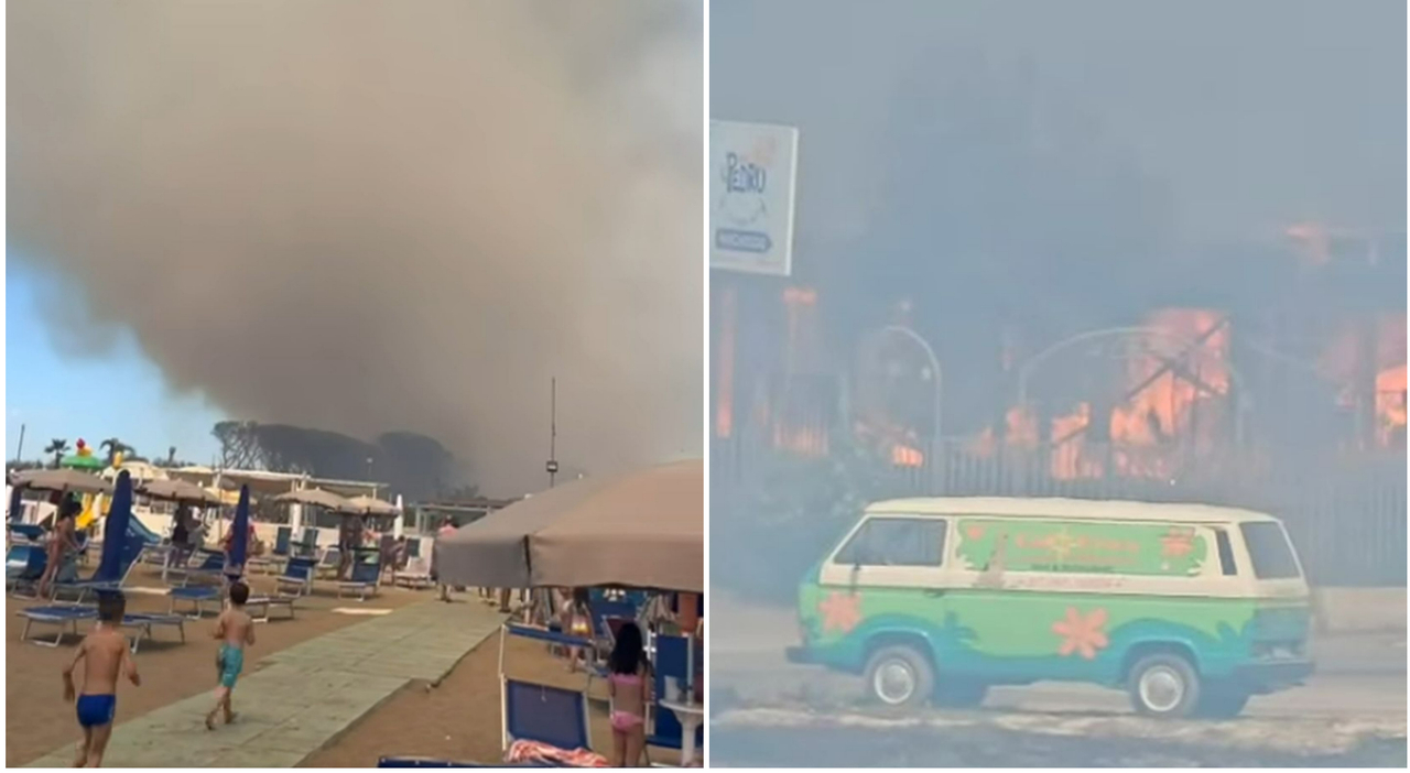 Caserta, incendio a Baia Domizia: paura tra i bagnanti del Lido Pedro Caserta, incendio a Baia Domizia: paura tra i bagnanti del Lido Pedro