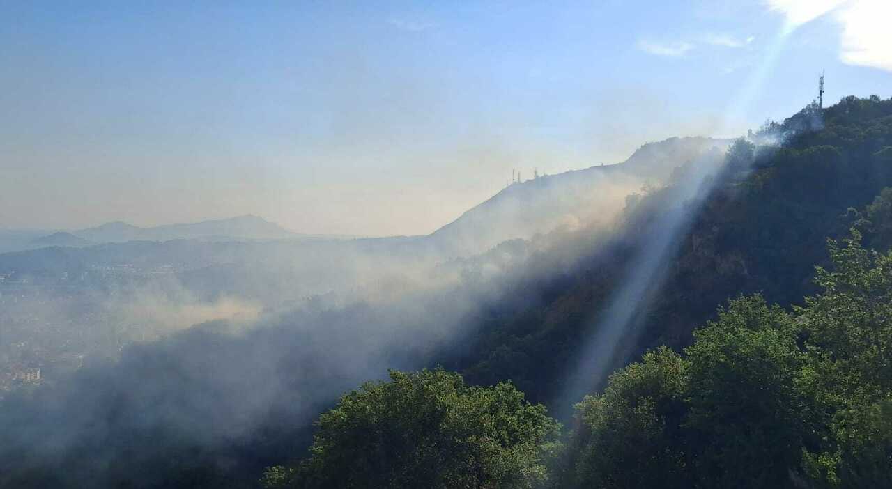 Incendio ai Camaldoli, fiamme sulla collina: fumo fino alle abitazioni Incendio ai Camaldoli, fiamme sulla collina: fumo fino alle abitazioni