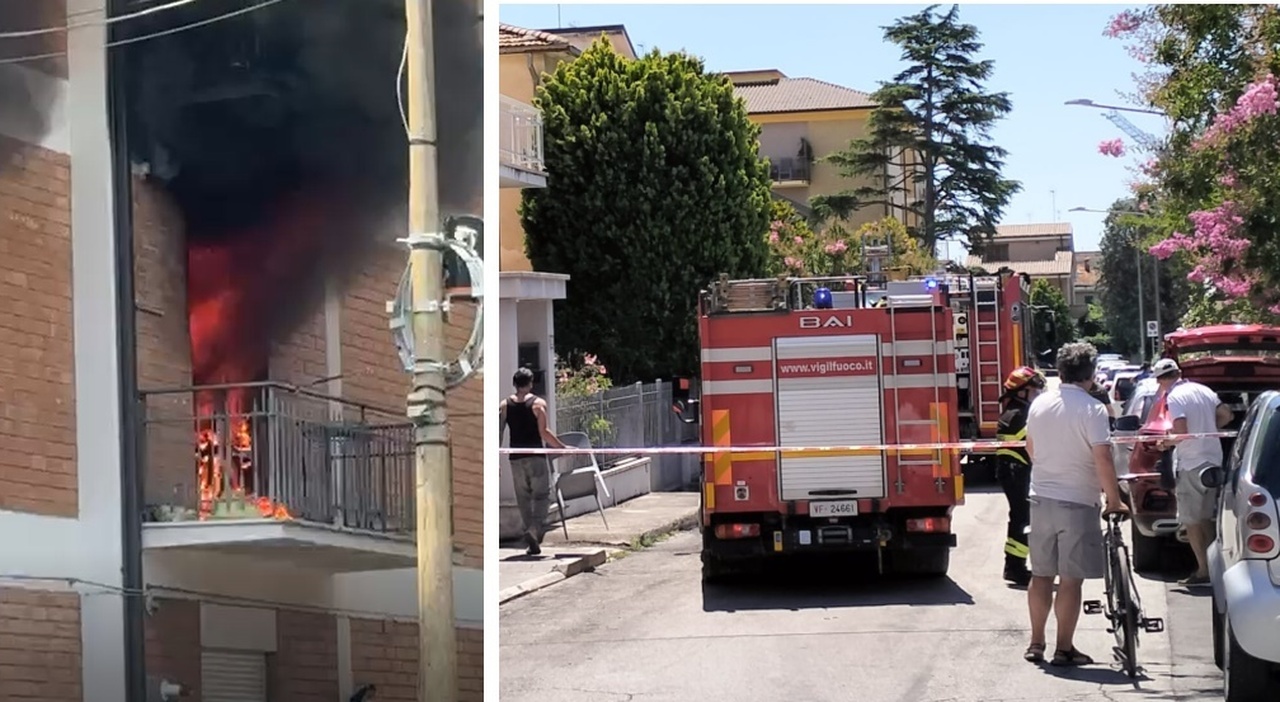 Civitanova, inferno di fuoco e fumo in casa scatenato dal frigorifero: due persone all Civitanova, inferno di fuoco e fumo in casa scatenato dal frigorifero: due persone all