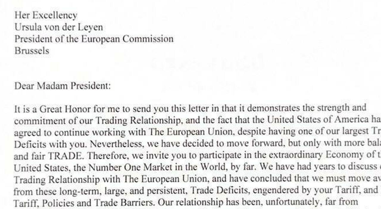 Dazi, testo integrale lettera di Donald Trump all