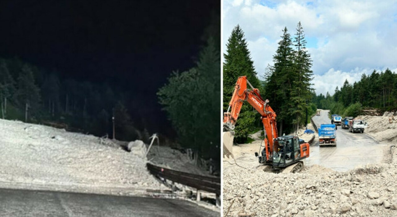 Maltempo, frana a San Vito di Cadore nella notte: fango e detriti sull Maltempo, frana a San Vito di Cadore nella notte: fango e detriti sull