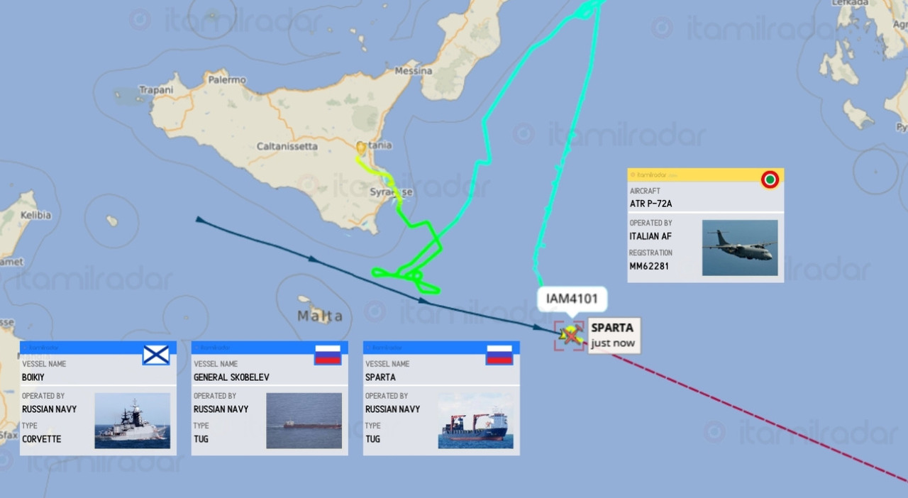 Navi russe nel Mediterraneo, attraversato il Canale di Sicilia: c Navi russe nel Mediterraneo, attraversato il Canale di Sicilia: c