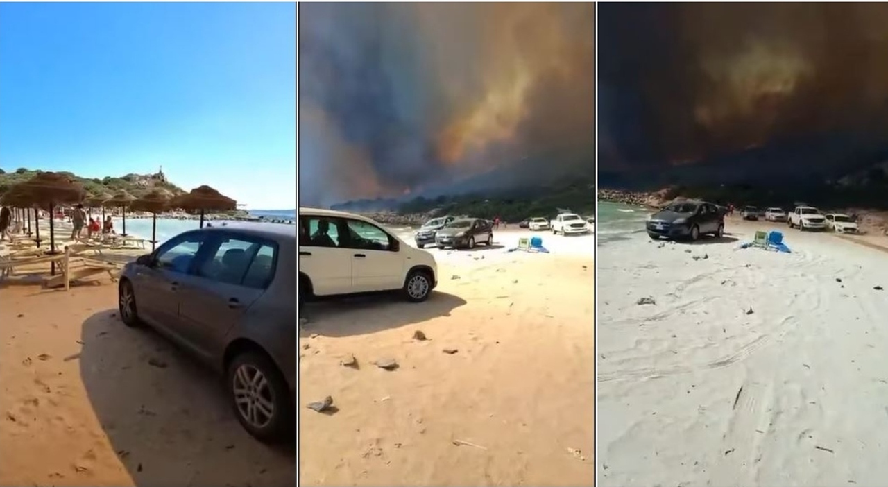 Incendio in Sardegna, bagnanti intrappolati a Villasimius. Fiamme bloccano le vie di fuga, auto in spiaggia. Il video Incendio in Sardegna, bagnanti intrappolati a Villasimius. Fiamme bloccano le vie di fuga, auto in spiaggia. Il video