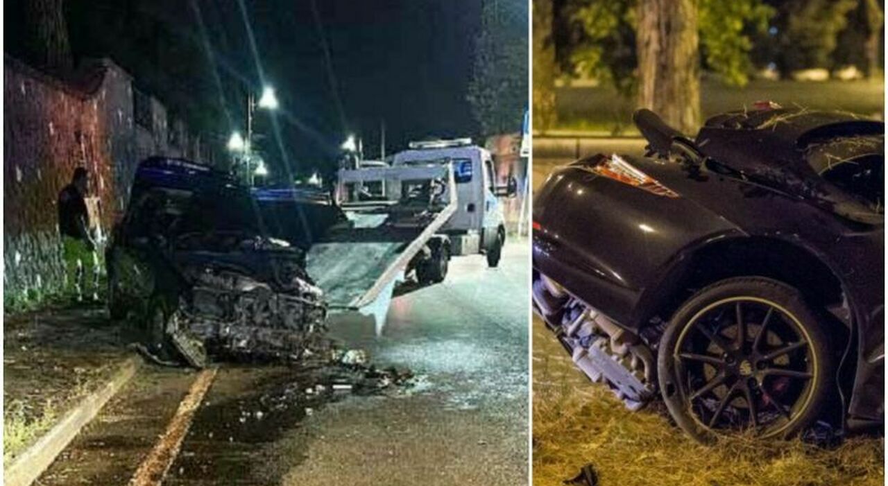 con la porsche rubata si schiantano contro un cancello muore giovane rom altri due gravissimi lo schianto a tivoli