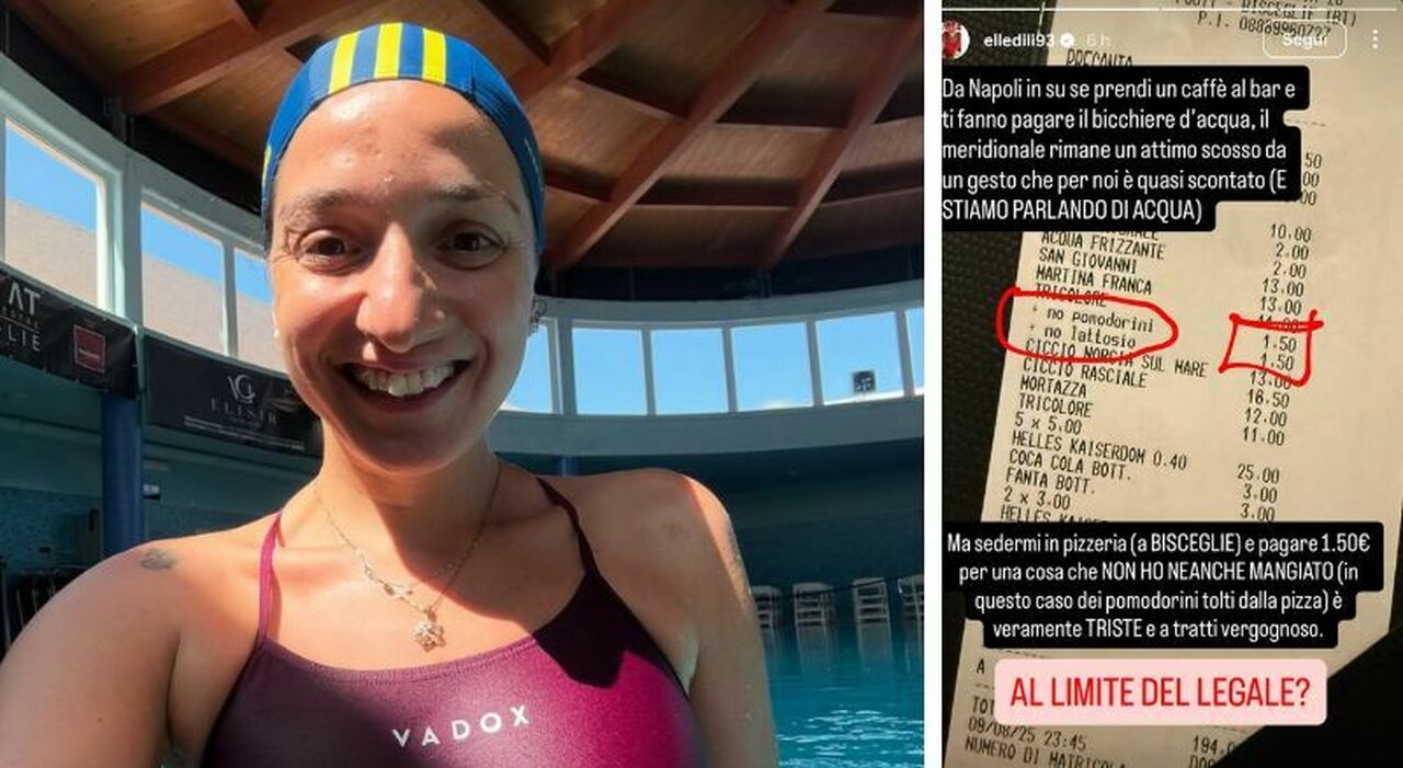 Scontrino con sovrapprezzo per aver fatto togliere un ingrediente dalla pizza, la nuotatrice Elena Di Liddo: «1,50 euro in più, è vergognoso»