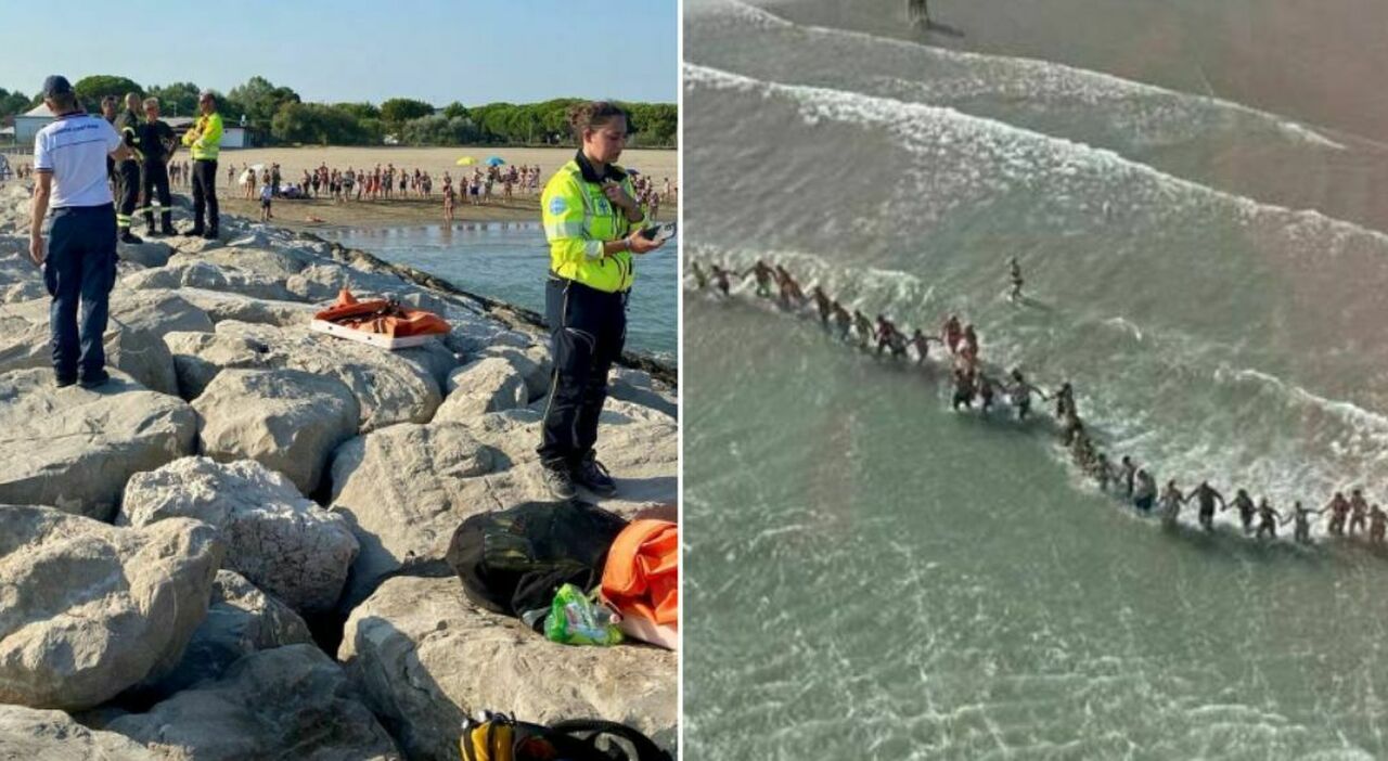 bambino di 6 anni scompare in mare sotto gli occhi della mamma i bagnanti fanno una catena umana per cercarlo attivati elicottero e sommozzatori
