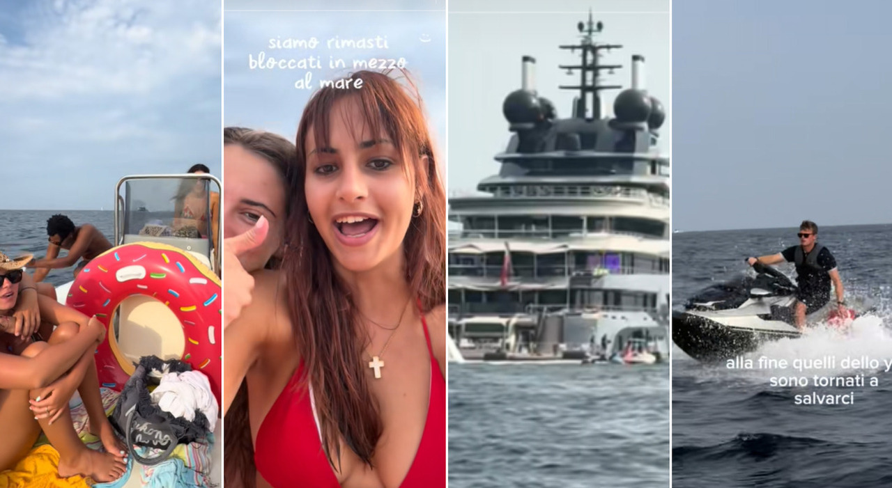 matilde caressa in barca senza benzina stiamo tornando a remi poi arriva l aiuto da un super yacht video