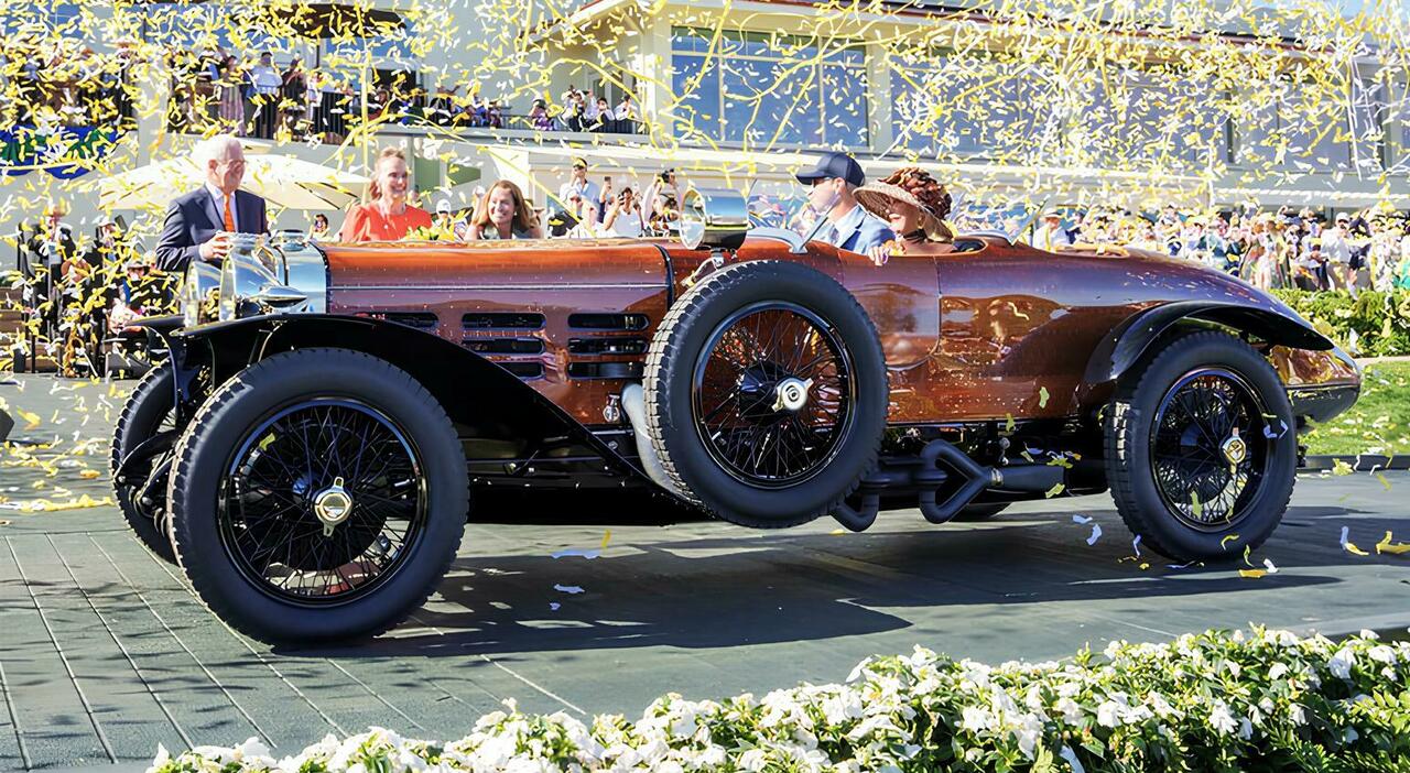 La bella e rarissima Hispano-Suiza H6C Nieuport-Astra Torpedo Tulipwood del 1924 che ha vinto il titolo di Best of Show del Concorso di Eleganza di Pebble Beach