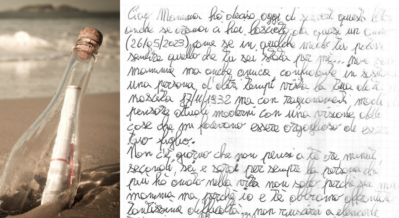 Messaggio nella bottiglia ritrovato un anno dopo a Rosolina. La lettera di Alessandro alla sua mamma che non c