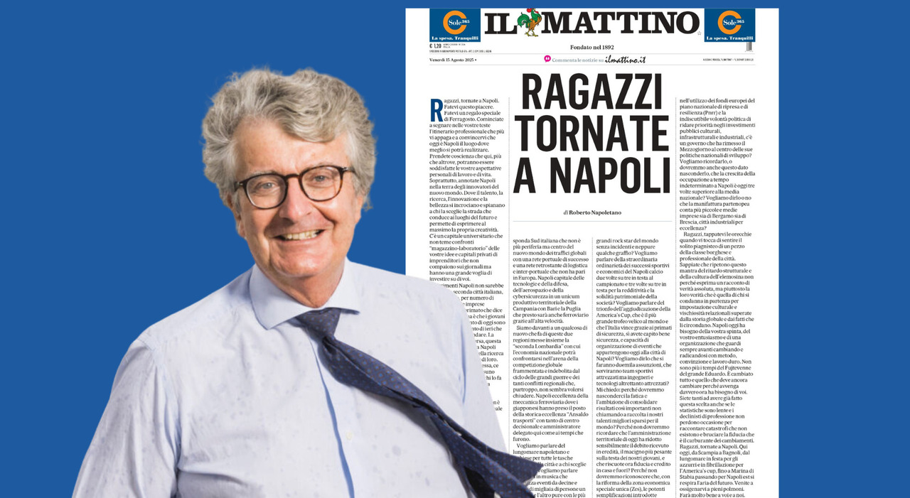 Tornate a Napoli, la lettera di Giorgio Ventre: «Il partito del lamento il futuro da difendere» Tornate a Napoli, la lettera di Giorgio Ventre: «Il partito del lamento il futuro da difendere»