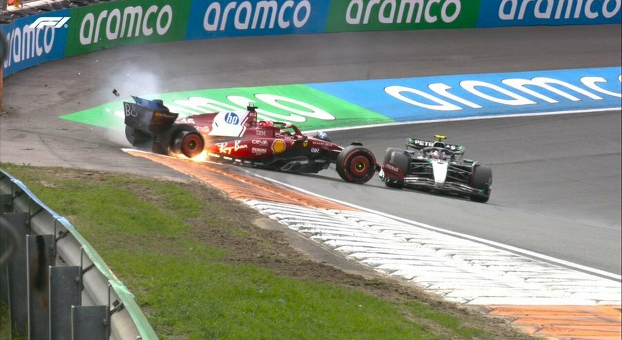 F1 live GpOlanda, diretta: Ferrari ritirate per incidente, cosa è successo. Piastri e Norris conducono la gara su Verstappen