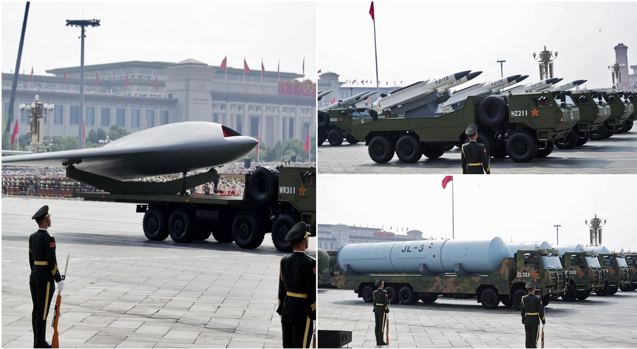 Cina, le nuove armi (misteriose) mostrate alla parata di Pechino: il super jet Stealth e il missile balistico intercontinentale Cina, le nuove armi (misteriose) mostrate alla parata di Pechino: il super jet Stealth e il missile balistico intercontinentale