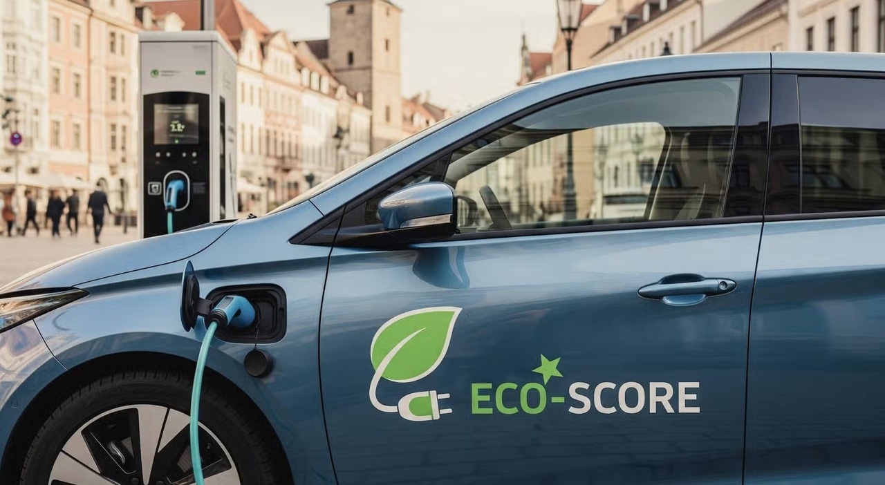 Un'auto elettrica in ricarica